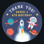 Astronaut Outer Space Birthday Thank You Classic Round Sticker<br><div class="desc">Astronaut Outer Space Birthday Thank You Classic Round Sticker</div>
