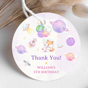 Astronaut Outer Space Birthday Thank You Favour Tags