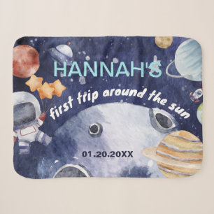Astronaut Outer Space Boy 1st Birthday Party Sherpa Blanket