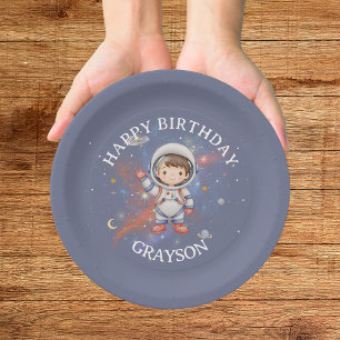 Astronaut Outer Space Boy Birthday Paper Plate