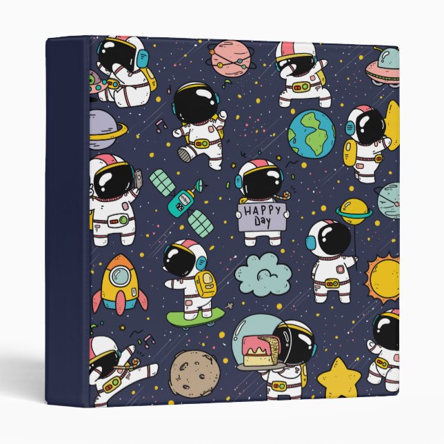 Astronaut Outer Space Cartoon  Binder (Front/Spine)