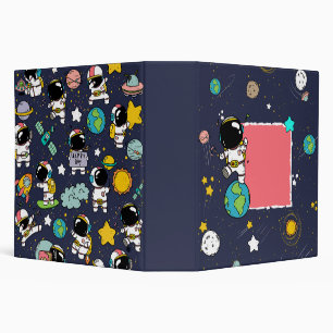 Astronaut Outer Space Cartoon  Binder