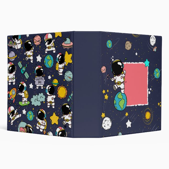 Astronaut Outer Space Cartoon  Binder (Background)