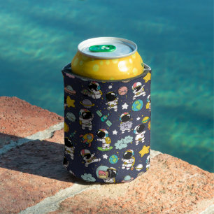 Astronaut Outer Space Cartoon Can Cooler