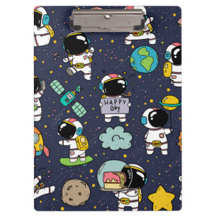Astronaut Outer Space Cartoon  Clipboard