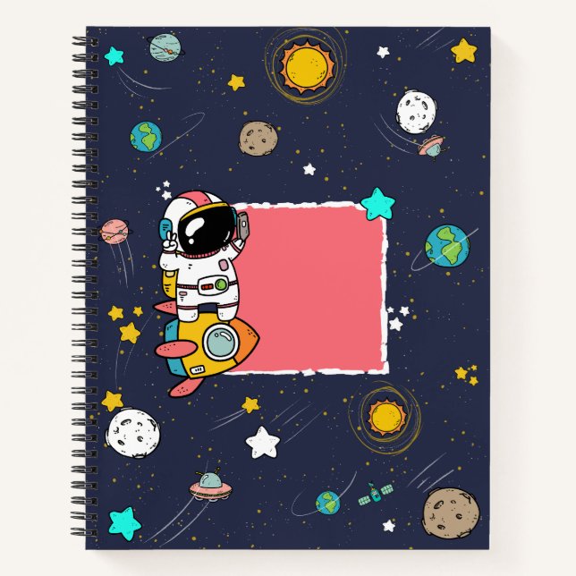 Astronaut Outer Space Cartoon  Notebook (Front)