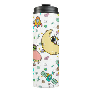 Astronaut Outer Space Cartoon  Thermal Tumbler