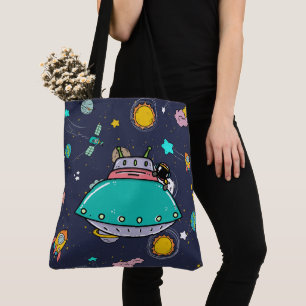 Astronaut Outer Space Cartoon  Tote Bag