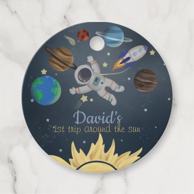 Astronaut Outer Space Favour Tags (Front)