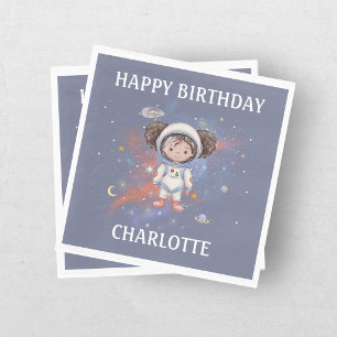 Astronaut Outer Space Girl Birthday Napkin