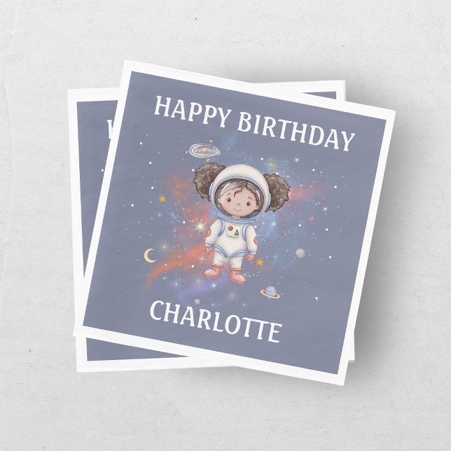 Astronaut Outer Space Girl Birthday Napkin (Creator Uploaded)
