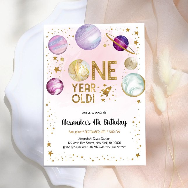 Astronaut Outer Space Planet Galaxy 1st Birthday Invitation (Creator Uploaded)