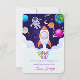 Astronaut,Outer space,Planets Thank You Favour Tag Card