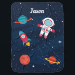 Astronaut Outer Space Rocket Ship Personalized Baby Blanket<br><div class="desc">Astronaut Outer Space Rocket Ship Personalized baby blanket</div>