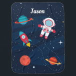 Astronaut Outer Space Rocket Ship Personalized Baby Blanket<br><div class="desc">Astronaut Outer Space Rocket Ship Personalized baby blanket</div>