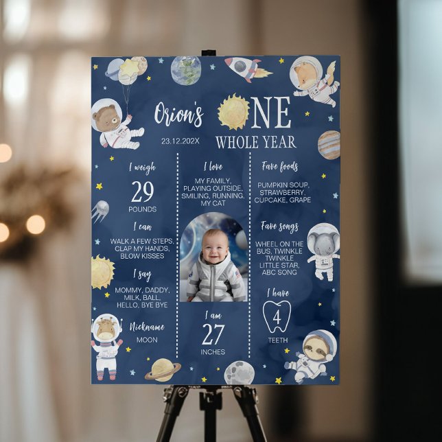 Astronaut Outer Space Safari Birthday Milestone Poster (Creator Uploaded)