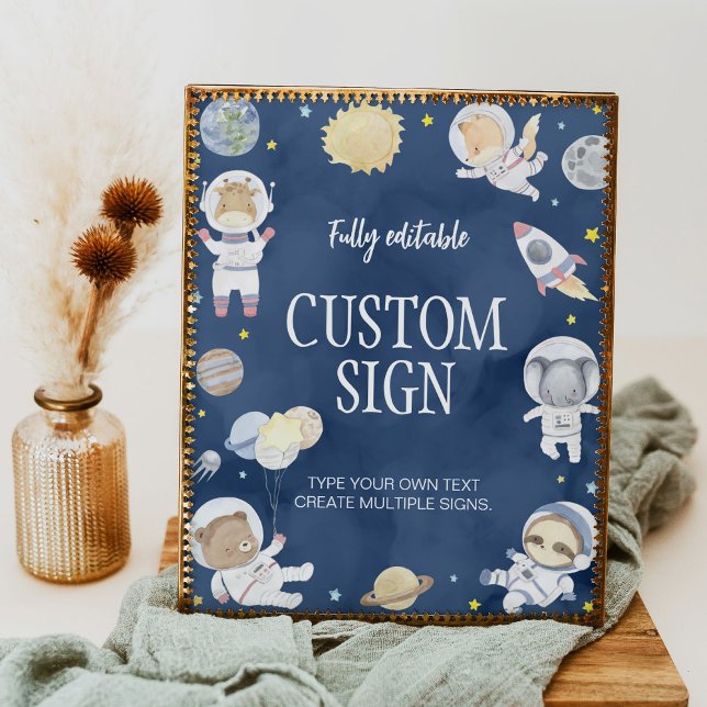 Astronaut Outer Space Safari Birthday Table Sign (Creator Uploaded)