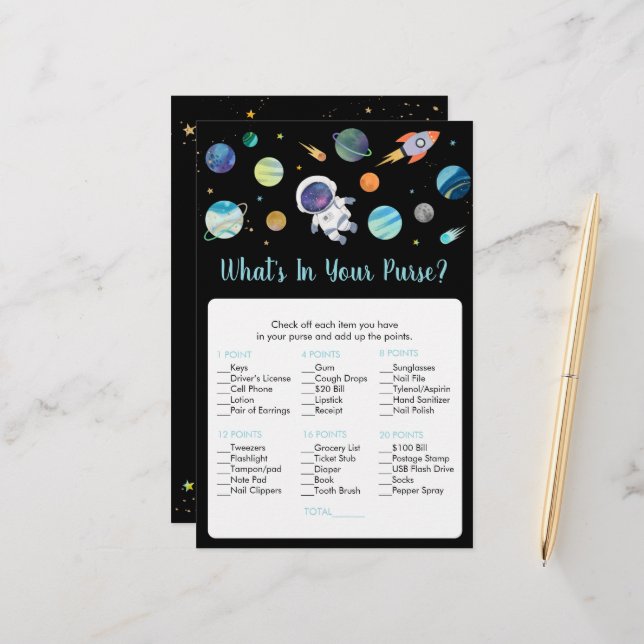 Astronaut Outer Space What's In Your Purse Game (Front/Back In Situ)