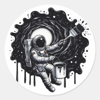 Astronaut Painting the Universe Classic Round Sticker