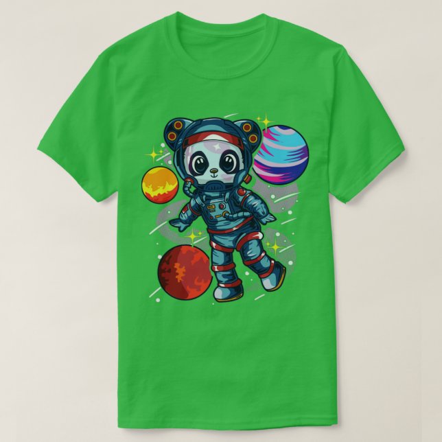 Astronaut Panda Bear In Space T-Shirt (Design Front)