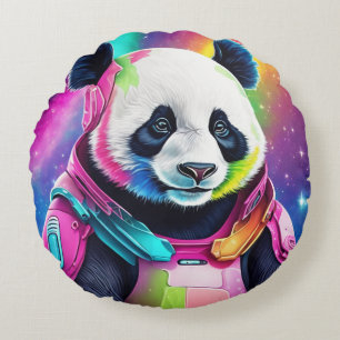Astronaut Panda Round Pillow