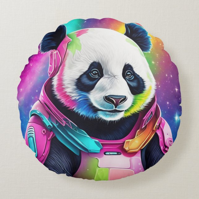 Astronaut Panda Round Pillow (Front)