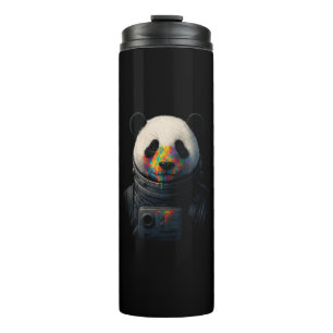 Astronaut Panda with Neon Paint Splash  Thermal Tumbler