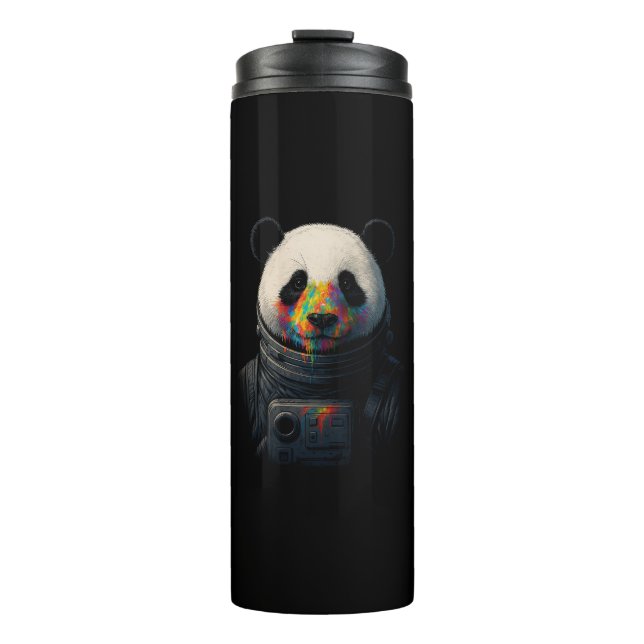 Astronaut Panda with Neon Paint Splash  Thermal Tumbler (Front)