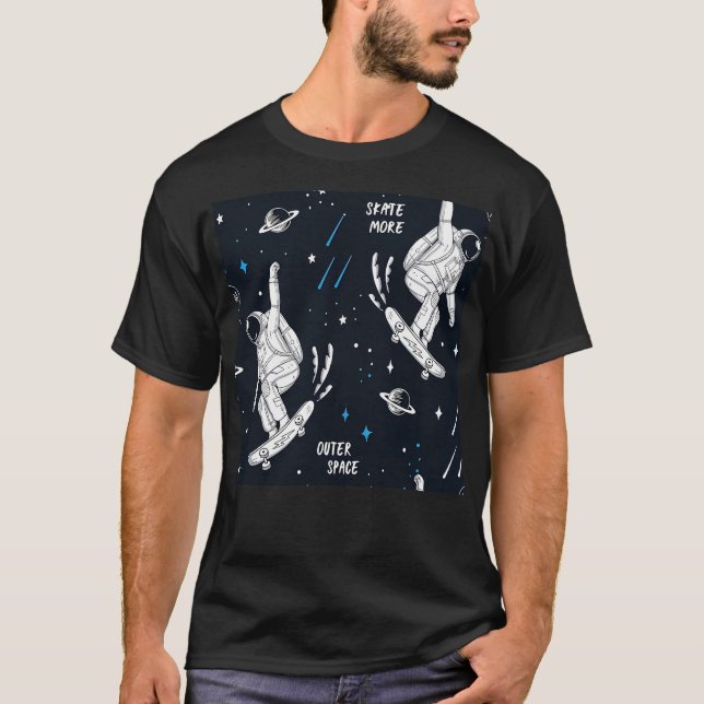 Astronaut Pattern Astronaut Seamless Pattern Skate T-Shirt (Front)