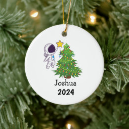 Astronaut Personalized Christmas  Ceramic Ornament