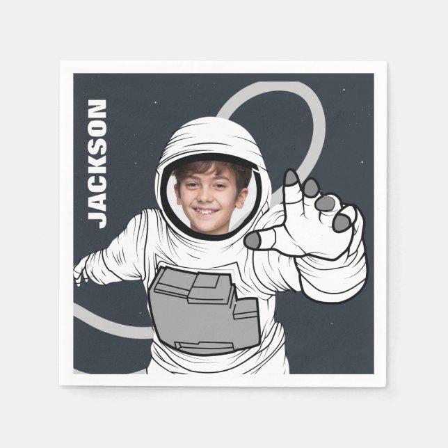 Astronaut Photo Birthday Personalized Napkin (Front)