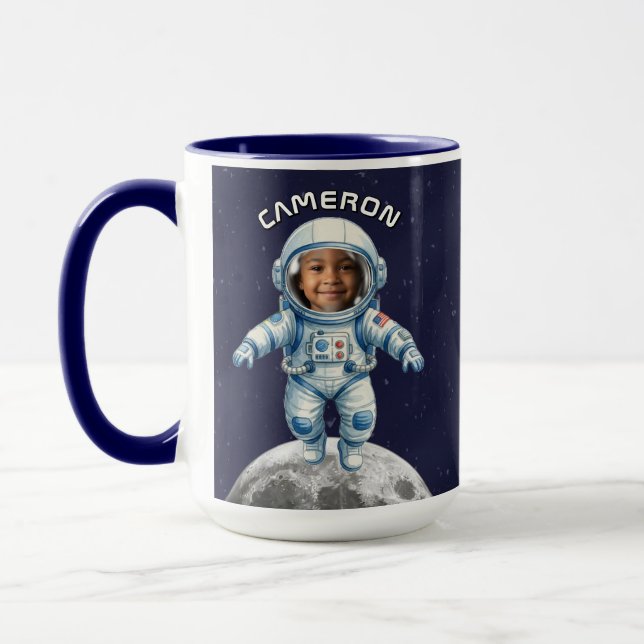 Astronaut Photo Outer Space Moon Kids Mug (Left)