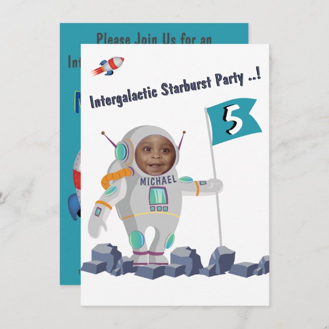 Astronaut Photo Template Space Rocket Birthday (Front/Back)