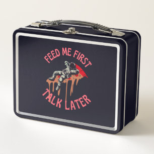 Astronaut Pizza Funny Metal Lunch Box
