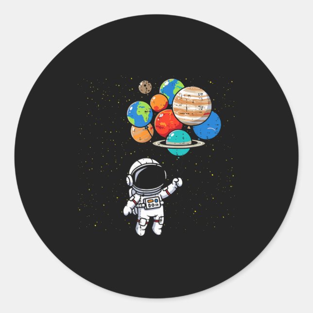 Astronaut Planet Balloons Cute Space Galaxy Boys G Classic Round Sticker (Front)