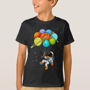 Astronaut Planet Balloons Solar-system Space Kids T-Shirt