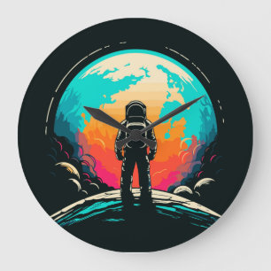 Astronaut & Planet Large Clock
