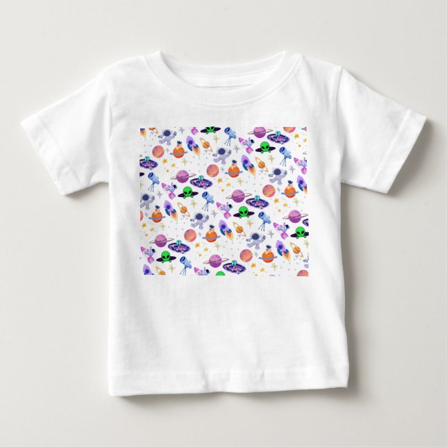 Astronaut Planet Rocket Baby T-Shirt (Front)