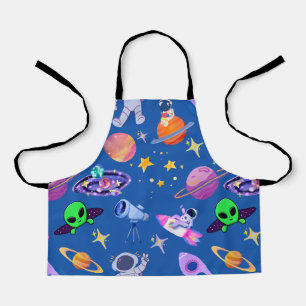 Astronaut Planet Rocket Pattern Apron