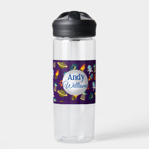 Astronaut Planet Space Galaxy Cartoon Pattern  Water Bottle