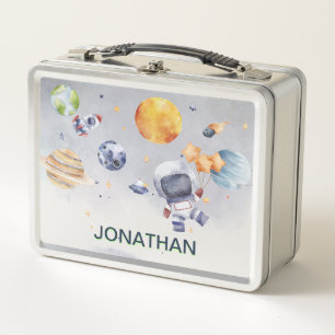 Astronaut Planet Space Kids  Metal Lunch Box