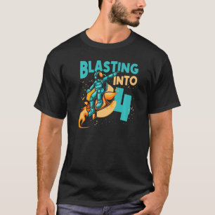 Astronaut Planet Spaceship Happy 4th Birthday T-Shirt