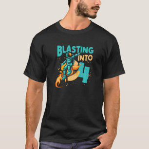 Astronaut  Planet Spaceship Happy 4th Birthday T-Shirt