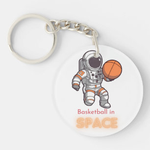 Astronaut playing basketball in Space tee Keychain
