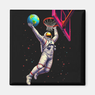 Astronaut Playing Basketball Planets Outer Space Magnet