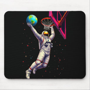 Astronaut Playing Basketball Planets Outer Space  Mouse Pad