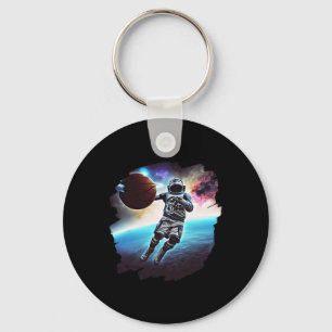Astronaut Playing Bysketbyll Fun Astronaut Outer S Keychain