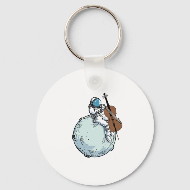 Astronaut Playing Cello Music Cello Lover Gift Keychain (Front)