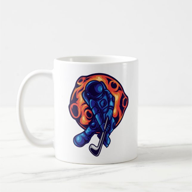 Astronaut Playing Golf Coffee Mug (Left)