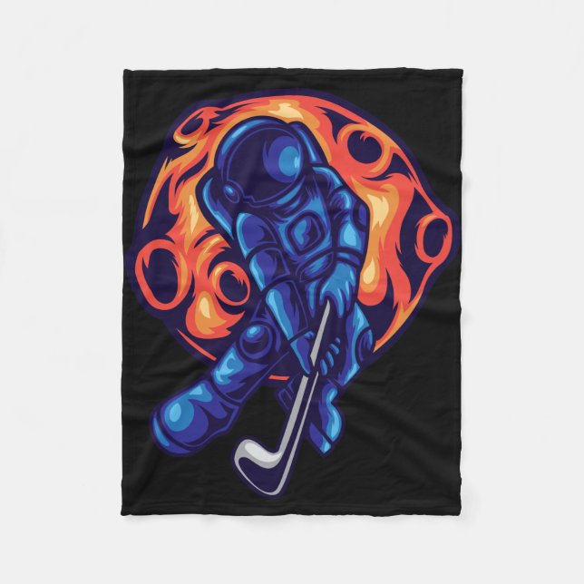Astronaut Playing Golf Fleece Blanket (Front)